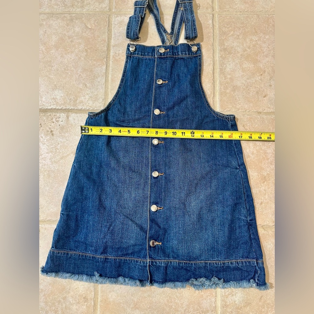 American Eagle Denim Jumper S Raw Hem Cottagecore Jean Dress Pinafore Country - Picture 8 of 11